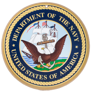 10" Round Wooden Sign: Navy - New