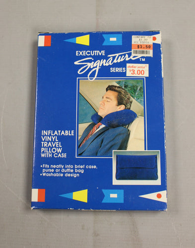 Executive Signature Series Inflatable Vinyl Travel Pillow with Case - New