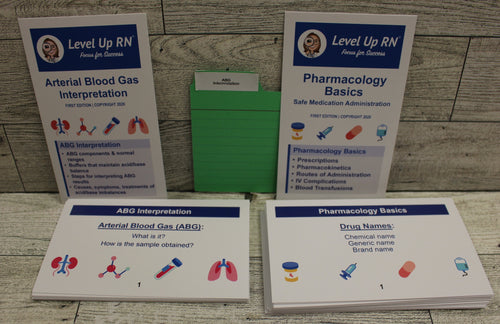 Arterial Blood Gas & Pharamacology Basics Study Flash Referance Cards - 2018