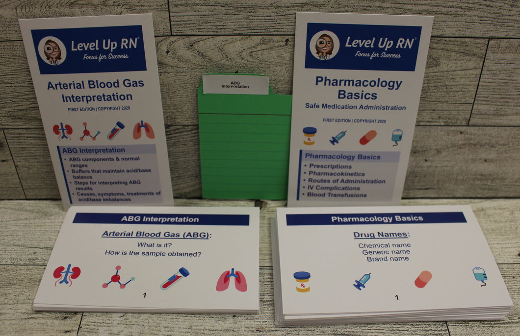 Arterial Blood Gas & Pharamacology Basics Study Flash Referance Cards - 2018