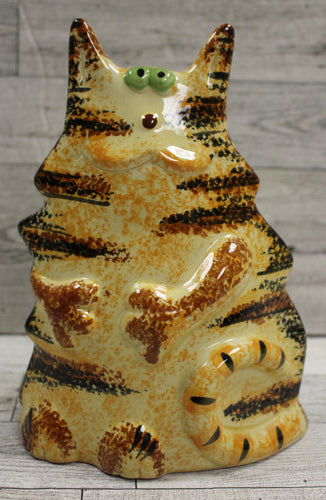 Glazed Cat Figure Redware TerraCotta Portugal by Molde Kitty - Used