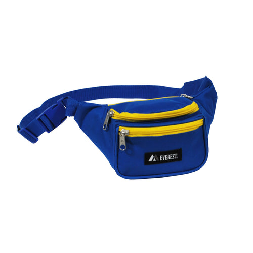 Everest Waist Fanny Pack Travel Utility Bag - Blue with Yellow Trim - New