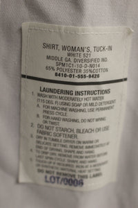 US Army Women's Long Sleeve White Tuck In Dress Shirt - 12L - 8410-01-597-6328