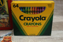 Load image into Gallery viewer, Vintage 1992 Crayola Crayon Tin Gift Set with 64 Count Crayons &amp; Bear Ornament