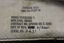 Load image into Gallery viewer, US Military Survival Vest - CWU-33 / P22P-18 - Used