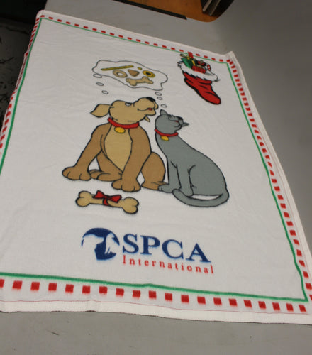 Christmas SPCA International Dog/Cat Christmas Fleece Throw Blanket - Used