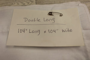 Vintage Double Long Flat White Sheet - 104" x 104" - Used