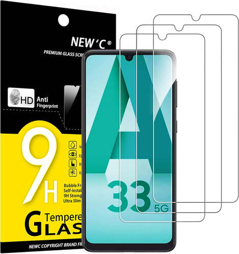 NEW'C 3 Pack Designed for Samsung Galaxy A33 5G Screen Protector Tempered Glass