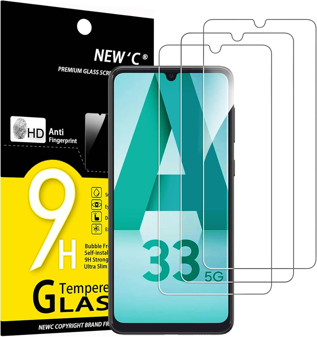 NEW'C 3 Pack Designed for Samsung Galaxy A33 5G Screen Protector Tempered Glass