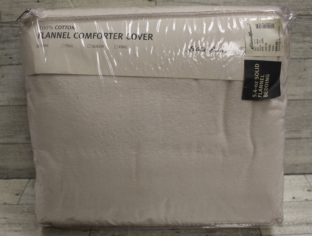 Eddie Bauer 5.4 oz Solid Flannel Comforter Cover - Pearl - Twin - Used