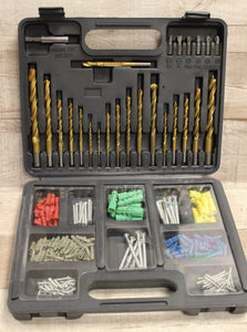 300 PC Drill Bits, Masonry Drills, Boring Bits, Screws, & Wall Anchors Plugs Kit