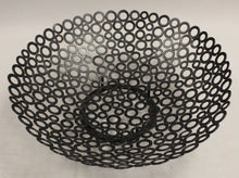 Load image into Gallery viewer, Black Metal Open Oval Pedestal Round Bowl - 15&quot; - Used