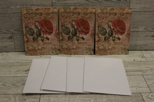 Paper Impages Blank Note Cards with Envelopes - Pack of 3 in Box -Roses Flowers
