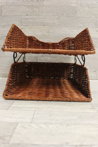 Wicker Double Letter Tray - Used