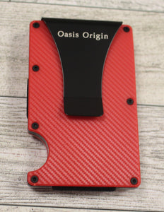 Oasis Origin Airtag Slim Wallet Money Clip - RFID Blocking - Red - New