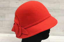 Load image into Gallery viewer, Nine West Ladies Wool/Felt Hat with Side Flower - Red - Used