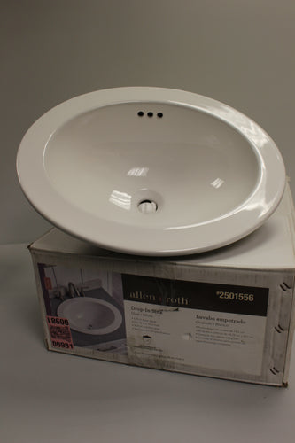 Allen + Roth Oval Drop in Sink - White - #2501556 - New