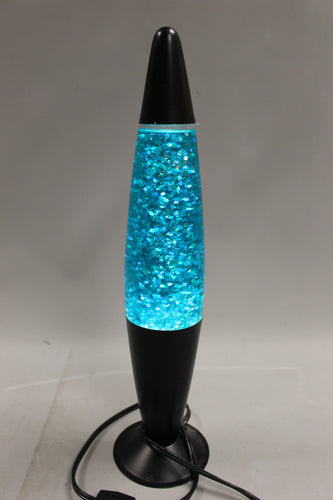 Vintage Glass Art Motion Glitter Lava Lamp - Blue - Used
