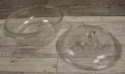 Pyrex 024 2.12 Qt Clear Glass Round Casserole Baking Dish with Lid - Used