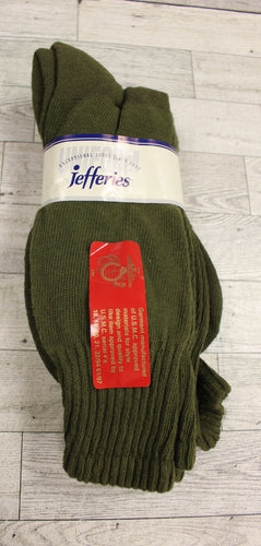 Jefferies Military Olive Green Socks - Size: 10-13 -Pack of 2 - New