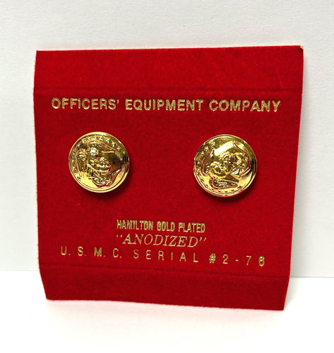 USMC Marine Corp Officers' Equipment Hamilton Gold Plated Screw Back Buttons