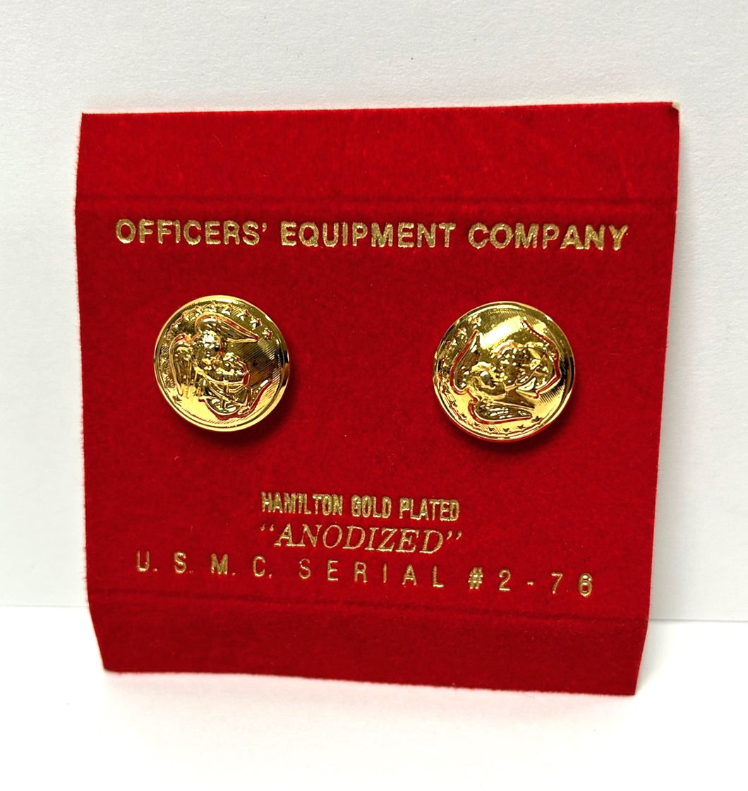 USMC Marine Corp Officers' Equipment Hamilton Gold Plated Screw Back Buttons