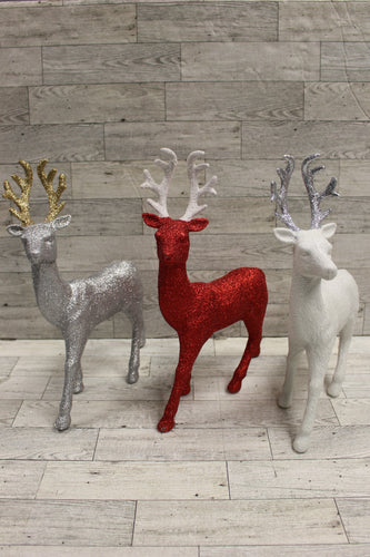 Set of 3 Christmas Reindeer - Red/Silver/White - Used
