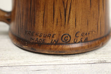 Load image into Gallery viewer, Treasure Craft Wood Barrel Look Beer Mug Stein - Red Yellow Apple - Used