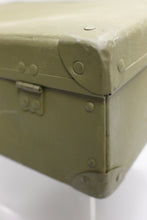 Load image into Gallery viewer, Vintage OD Green Tweed Suitcase with Leather Handle - Used