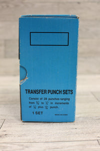 28 Piece Transfer Punch Set - 24K0540 - 3/32" to 1/2"+17/32" Steel 4 7/8" L -New
