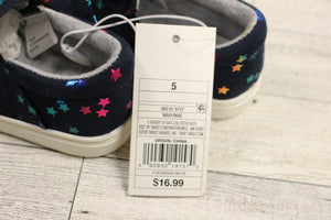 Cat & Jack Girls Mae Rainbow Stars Bow Navy Blue Slip On Sneaker Shoes - Size: 5