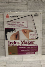 Load image into Gallery viewer, Avery Index Maker For Laser Printers 5 White Tabs 3-Hole Punched Clear -New