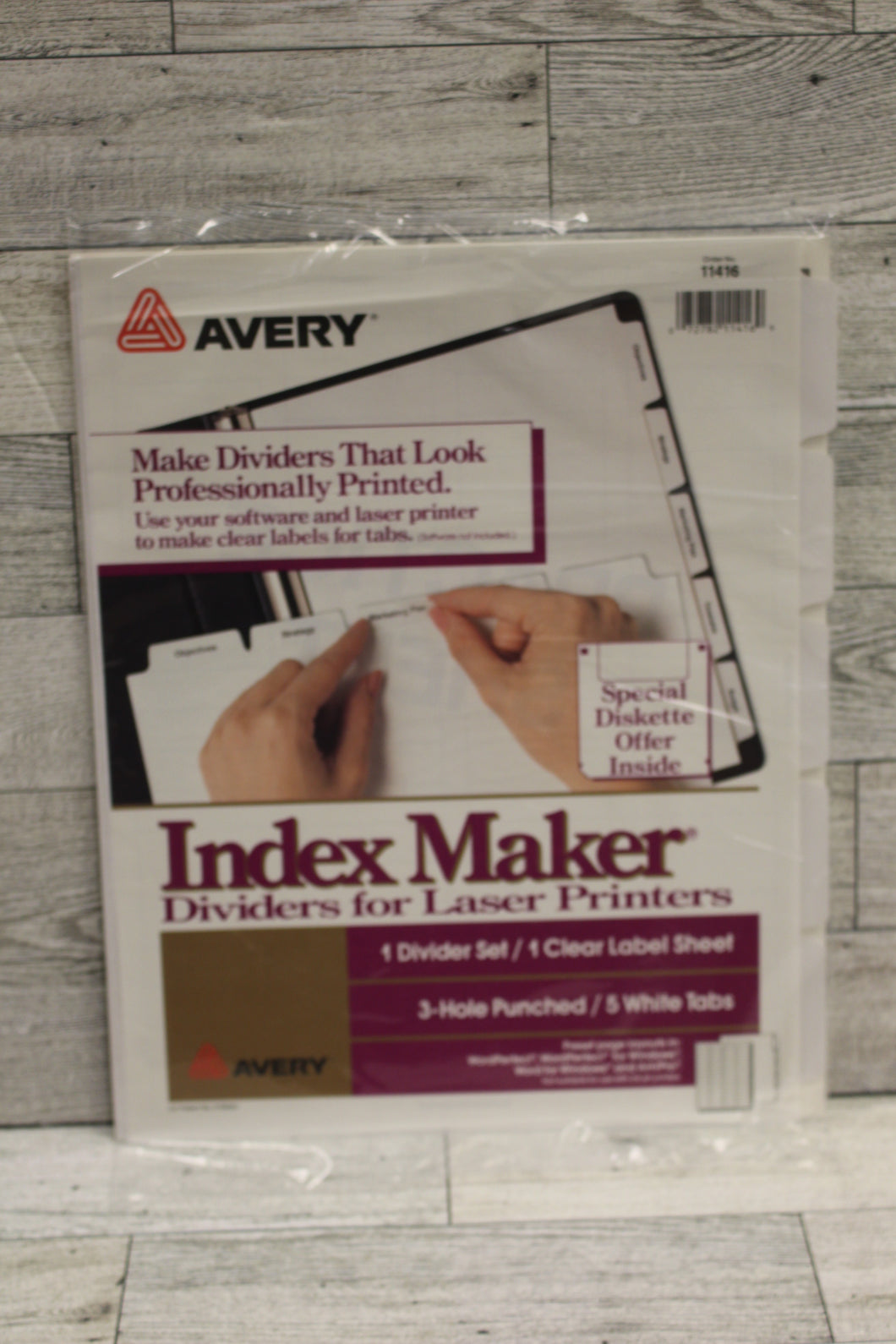 Avery Index Maker For Laser Printers 5 White Tabs 3-Hole Punched Clear -New