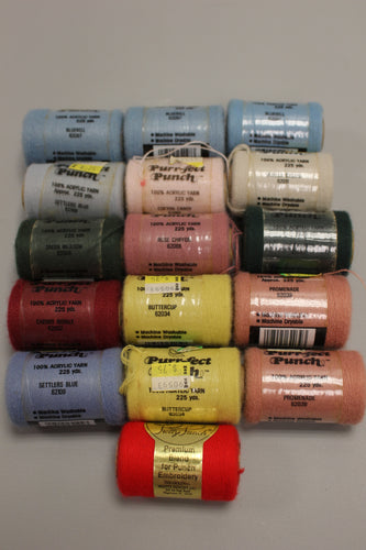 Vintage Purr-fect Punch Yarn - 16 Count- Mixed Colors - New