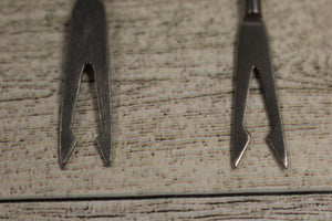 Vintage Wood Handle Fondue Fork Sticks Skewers - Color Tip Ends - Set of 6