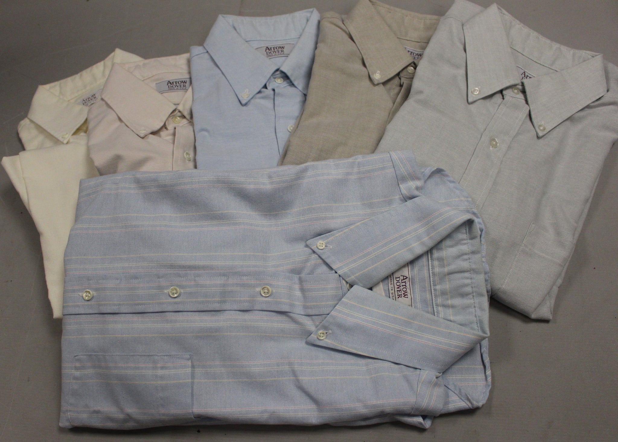 arrow dover oxford dress shirt Vtg Arrow Dover Oxford Vertical Striped Button Down Dress Shirt 17 34-35