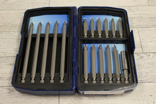 Torquesmith 17 Piece Bit Drive Set Extension Screw Philips Flat with Hard Case