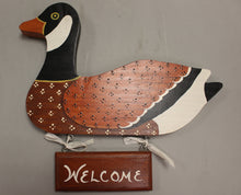 Load image into Gallery viewer, Vintage 1984 Hand-Painted Wooden Canada Goose Welcome Sign - Used