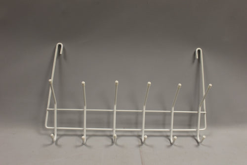 Wall Mount 6 Double Hook Rack - White - Used