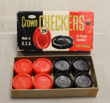 Load image into Gallery viewer, Vintage Whitman Crown Checkers - Set of 24 - Self Stacking - Used