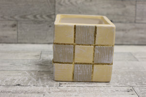 Christmas Tree Ceramic Square Holiday Cube for Candles or Crafts - New