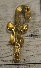 Load image into Gallery viewer, Monet Christmas Candy Cane Brooch Pin - Gold Tone with Red Enamel - Used