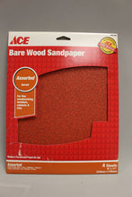 Load image into Gallery viewer, ACE Bare Wood Sandpaper - Assorted Pack of 60, 100, 150, 220 Grit - 9&quot; x 11&quot; NEW