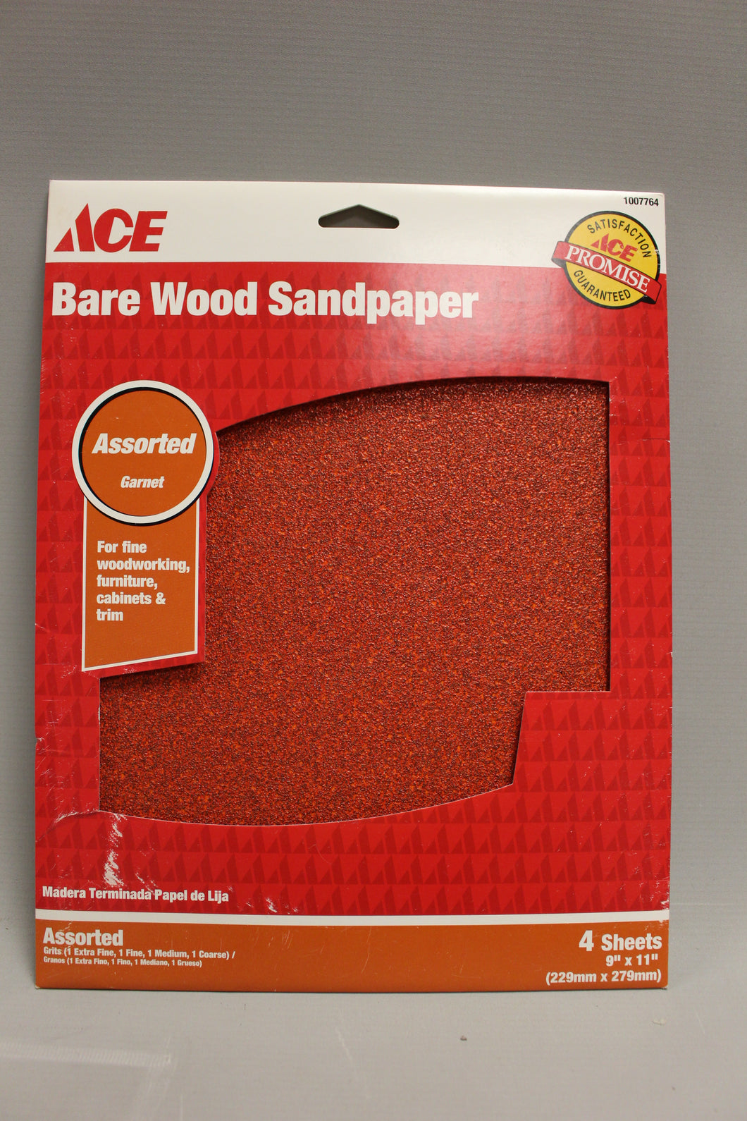 ACE Bare Wood Sandpaper - Assorted Pack of 60, 100, 150, 220 Grit - 9
