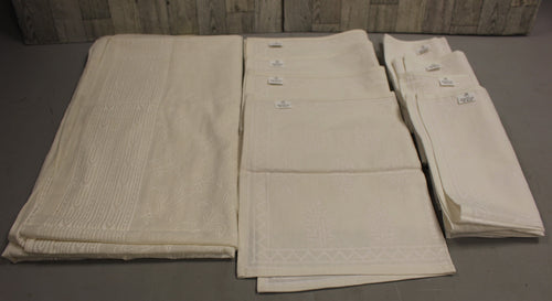 Linen Table Dining Set - Includes Tablecloth, Napkins, & Placemats - India Made
