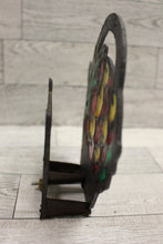 Load image into Gallery viewer, Cast Iron Metal Stained Glass Basket with Cherries Napkin Holder - Used
