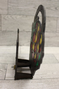 Cast Iron Metal Stained Glass Basket with Cherries Napkin Holder - Used