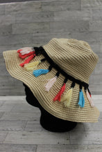 Load image into Gallery viewer, Women's Tan Sun Hat with Tassels - Size: S-M/CH-M - Used
