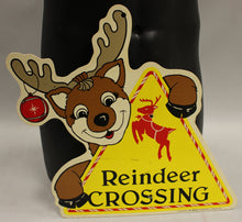 Load image into Gallery viewer, 1996 Impact Plastics Reindeer Crossing Traffic Sign Yard Art - Christmas Holiday