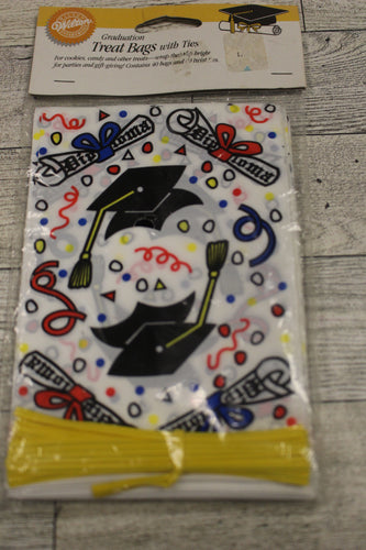Wilton Graduation Treat Bags - 40 Bags w/ Ties - New (Bags are Not Dated)